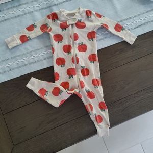 HA Hanna Andersson pumpkin zipper zippy pajamas 6-12 month GUC